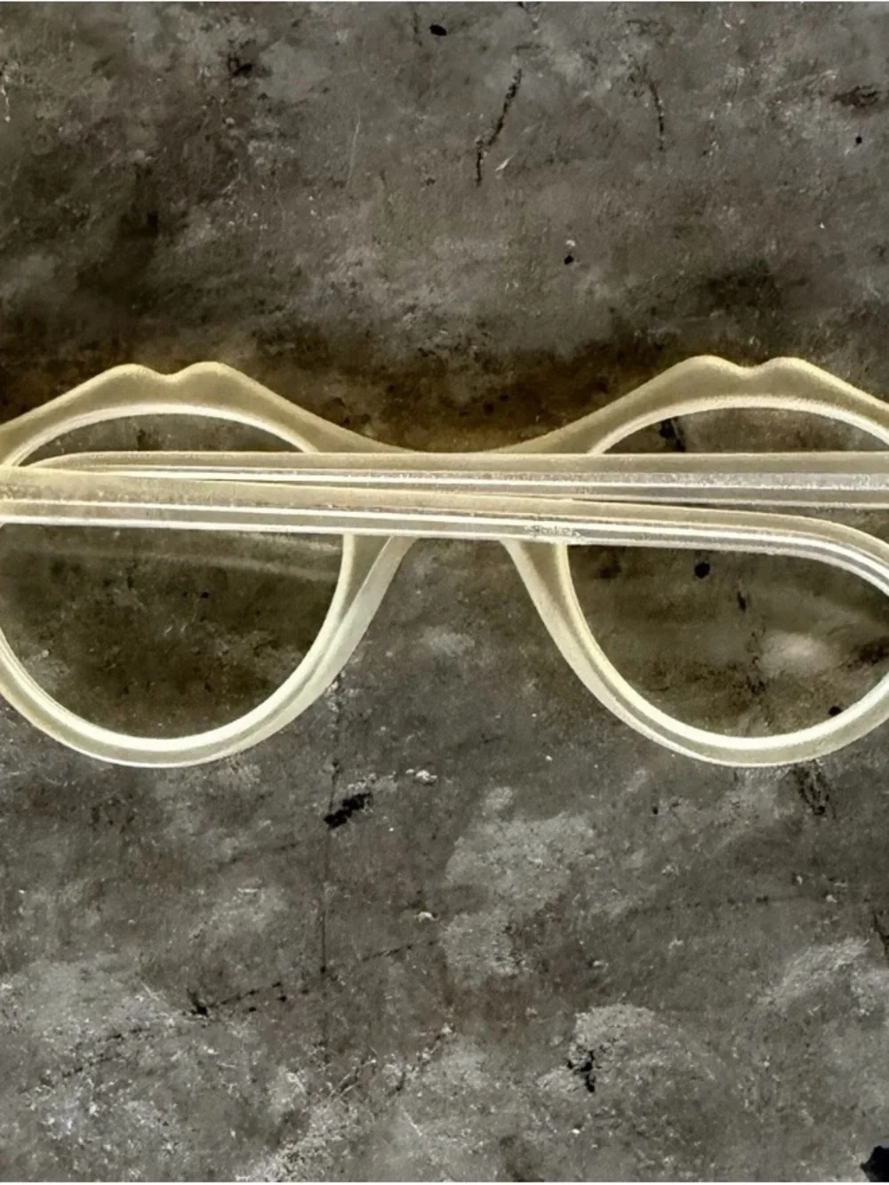 Vintage Theo Belgium 4delgi Lip Shaped Frosted Clear Acetate Eyeglasses Frames